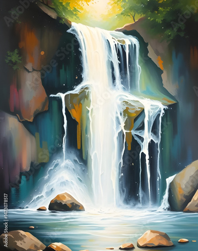 abstract waterfall art