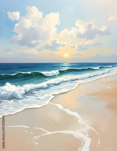 beach art oil painting