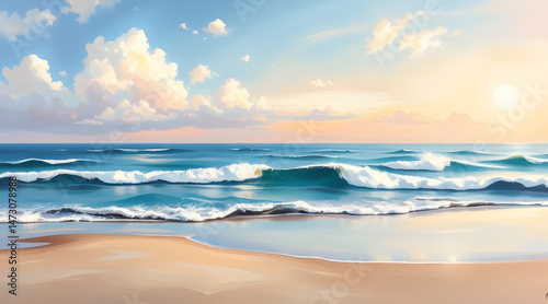 beach art oil painting