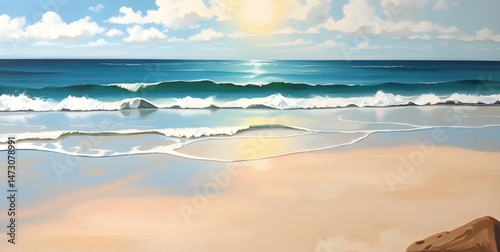 beach art oil painting