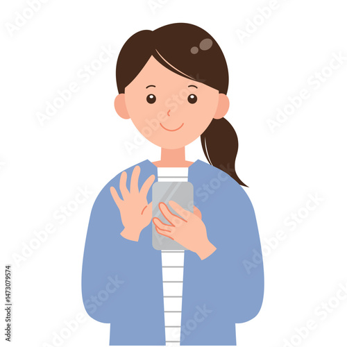 スマホを操作する女性イラスト