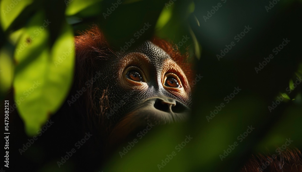 Obraz premium Orangutan in jungle, close-up