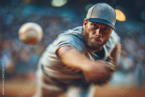 Power Pitcher Delivering a Fastball