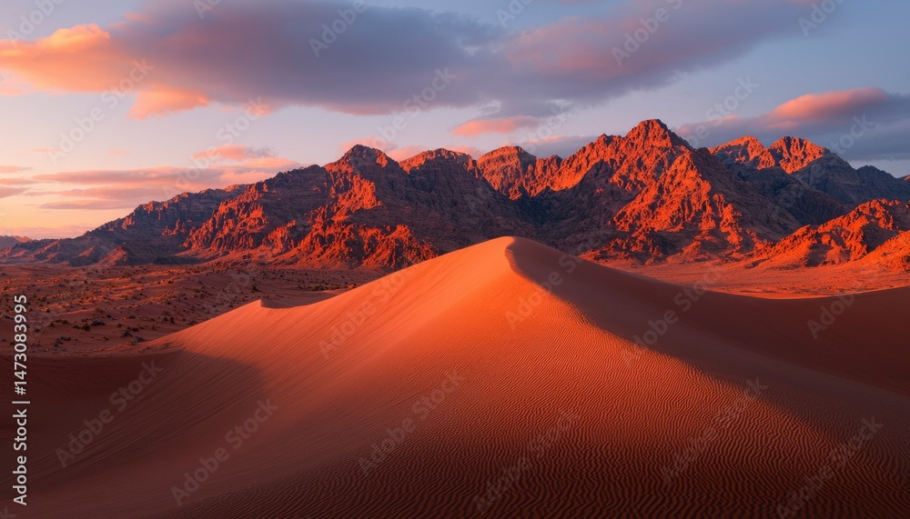 Naklejka premium Desert mountains at sunset