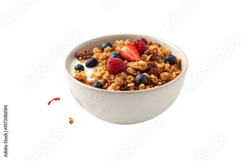 bowl of cereal with strawberries