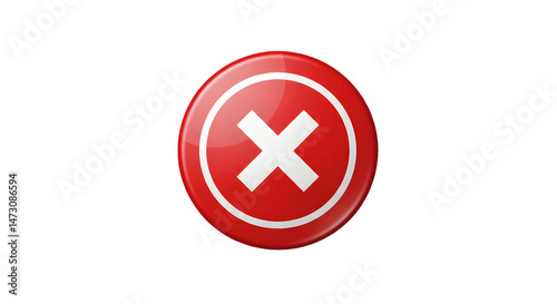Red button with white cross graphic