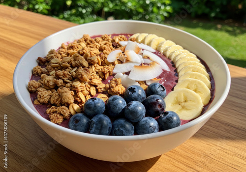 Bowl of fruit and nuts on table.