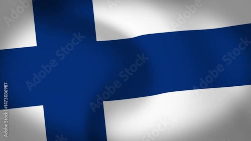Finland Flag Waving Animation Loop