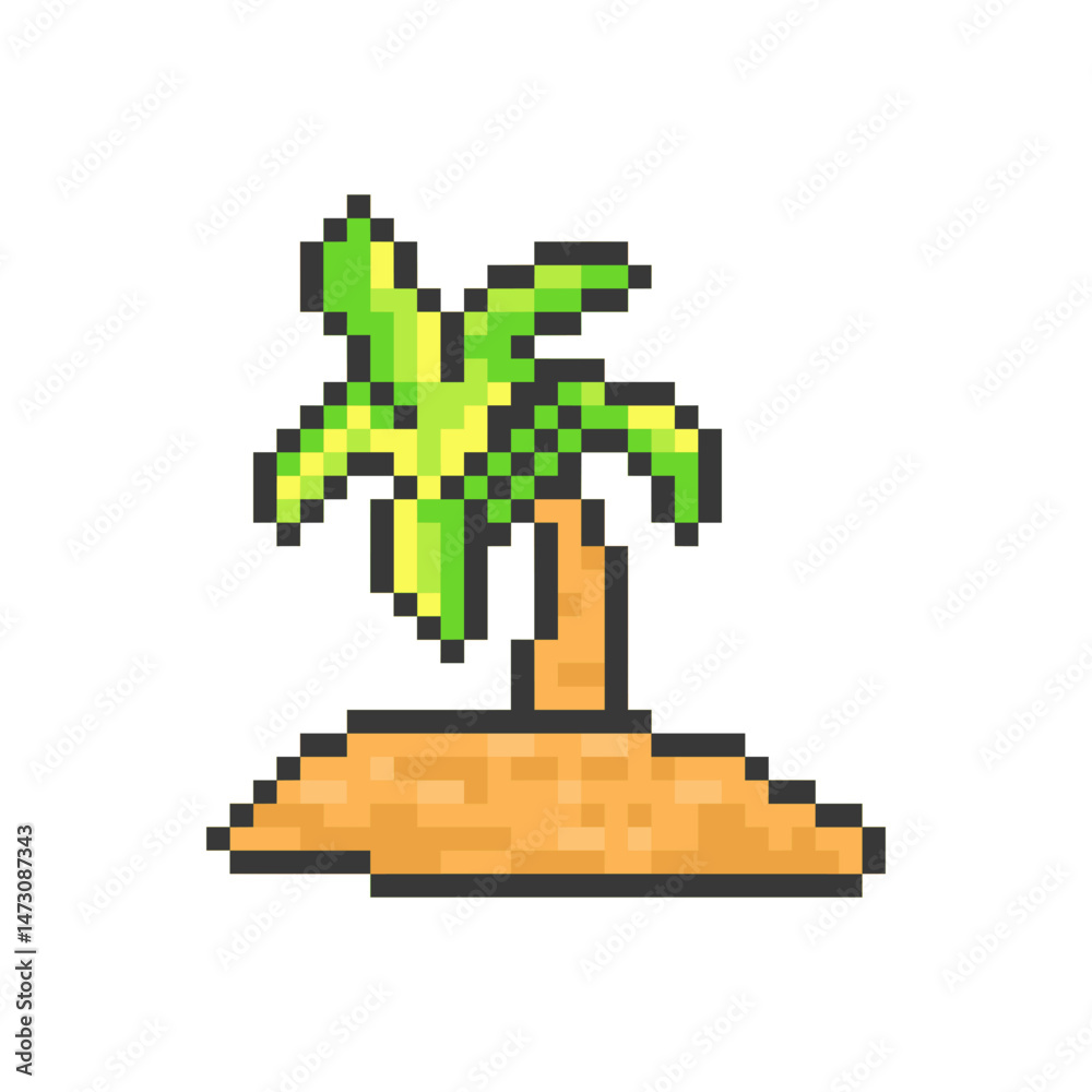 Obraz premium island coconut tree pixel art