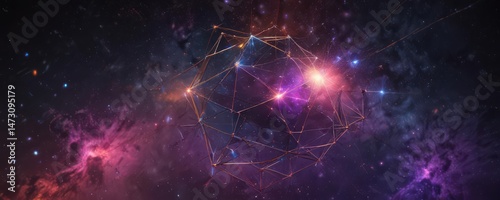 Geometric constellation patterns, vibrant hues, cosmic dust  , astronomy, celestial, simple