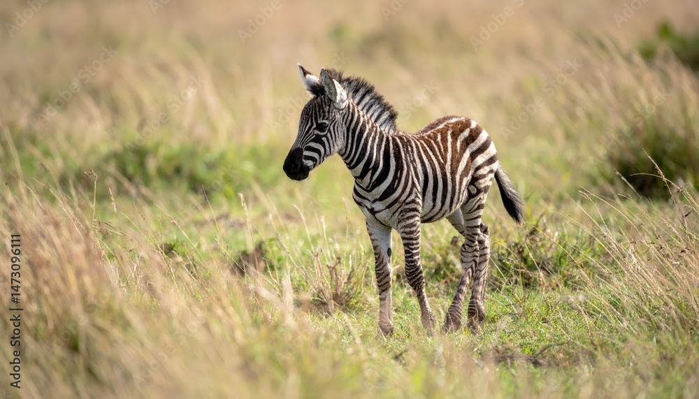 Obraz premium Majestic zebra in the african savanna, a captivating wildlife portrait of nature's beauty