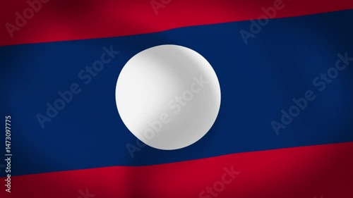 Laos Flag Waving Animation Loop