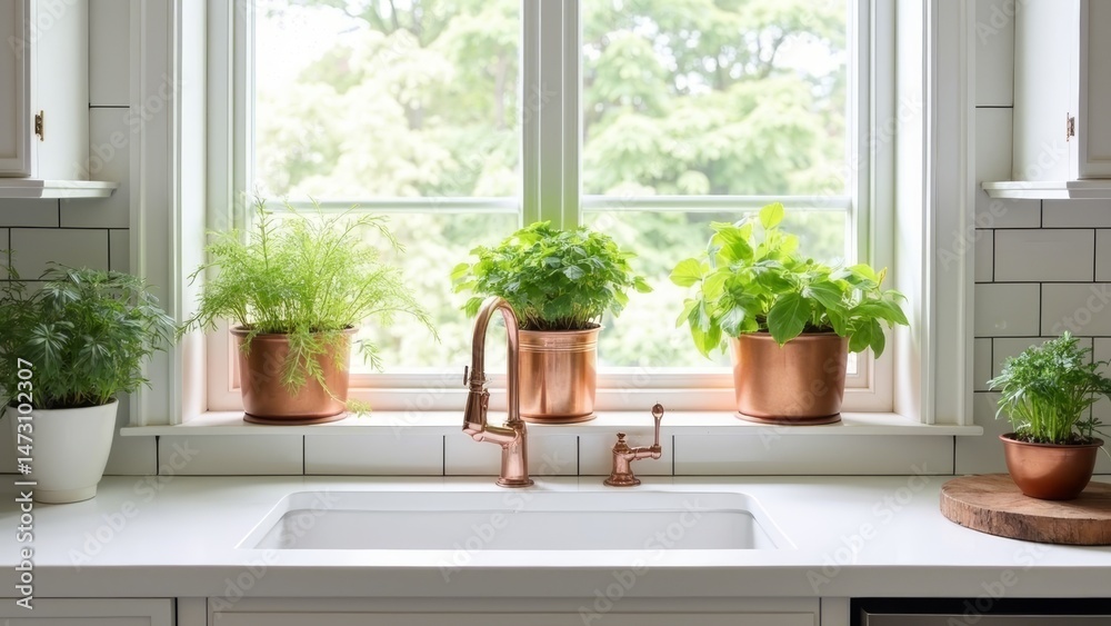 Fototapeta premium Illustration of modern kitchen plants