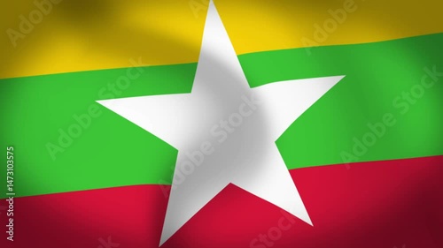 Myanmar Flag Waving Animation Loop