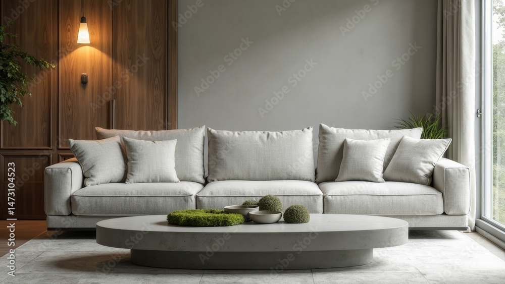 Naklejka premium Modern minimalist living room illustration