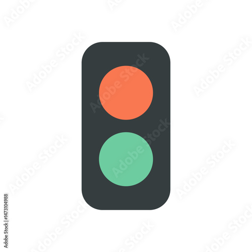 Two-Light Traffic Signal Vector with Bold Colors and Soft-Edge Rectangular Shape