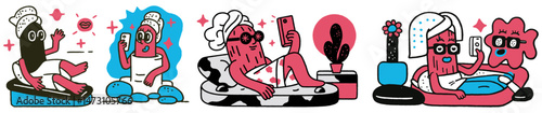 Fun and Quirky Hand-Drawn Illustrations of Relaxing Characters