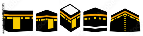 Vector illustration of Kaaba, Ka'bah, Ka'ba is cube shaped building in Mecca, Saudi Arabia, the holiest site in Islam and direction of prayer for Muslims around the word, Hajj pilgrimage central point