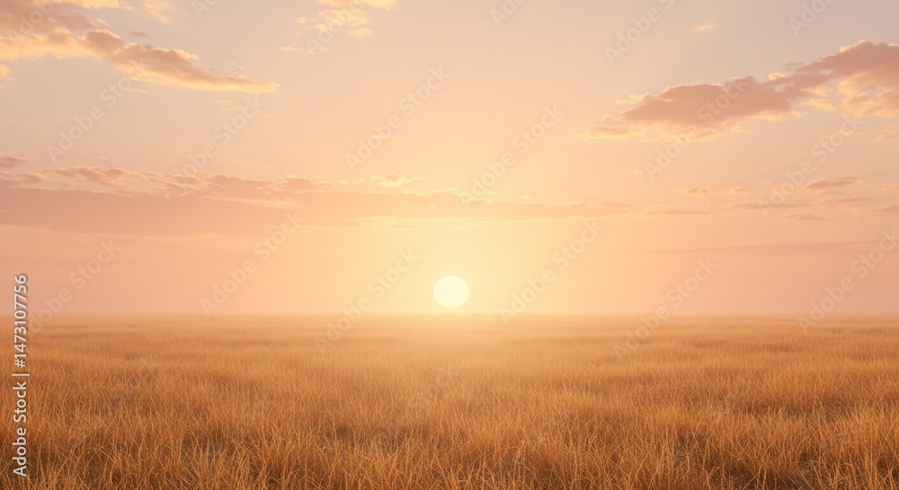 Fototapeta premium Golden Wheat Field at Sunset