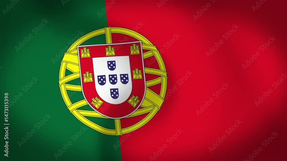 Portugal Flag Waving Animation Loop Portugal Flag Waving Animation Loop