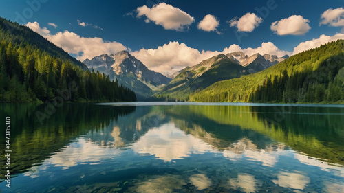 Beautiful summer landscape with a river and a tree in the foreground