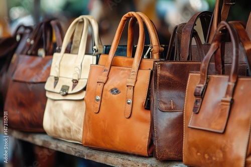 Variety of leather handbags on display (2)