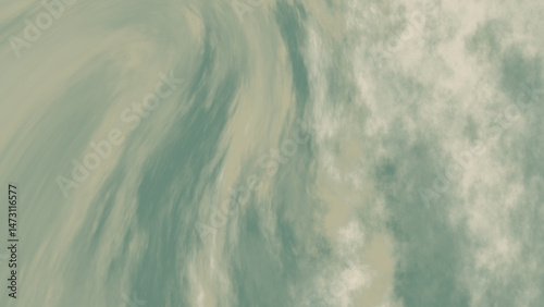 Swirling beige and green clouds create abstract art. This unique design is perfect for backgrounds, prints, and digital art projects.