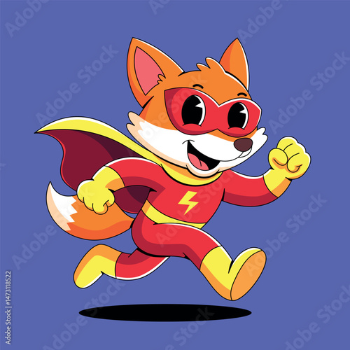 Fox Superhero Cartoon Illustration