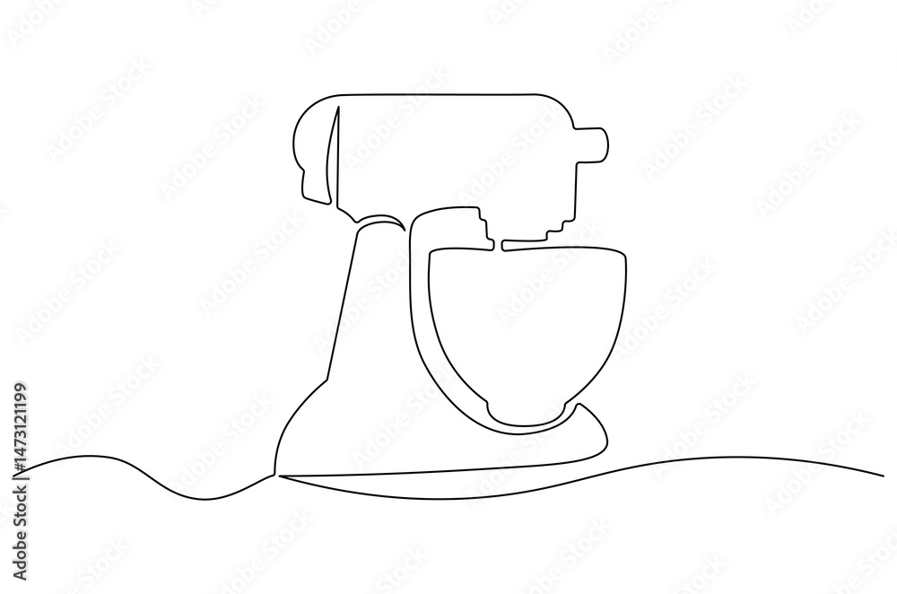Obraz premium Continuous one line drawing of Stand Mixer. Single line drawing illustration of Mixer. Electrical concept vector art. Doodle line illustration.