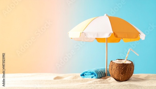 Wallpaper Mural Tropical Beach Getaway: Coconut Drink and Shade Torontodigital.ca