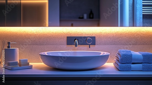 Modern Bathroom Sink with LED Lighting photo