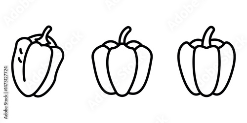 capsicum outline or line icon design bundle.