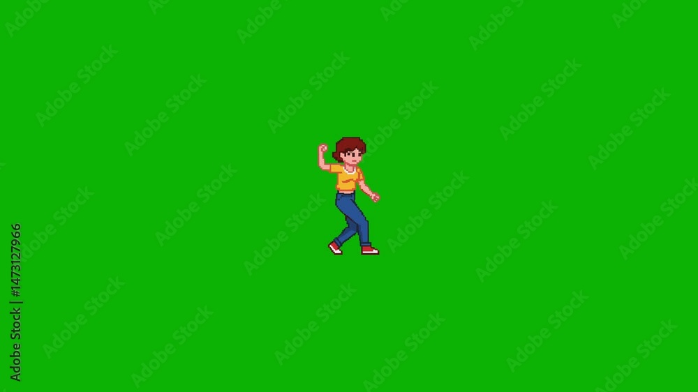 Animated Pixel Art Dancing Girl Character on Green Screen – 8-bit Style Loop Animated Pixel Art Dancing Girl Character on Green Screen – 8-bit Style Loop