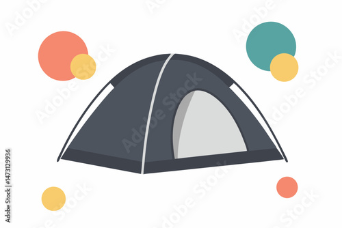 Camping Tent Illustration with Colorful Background  
