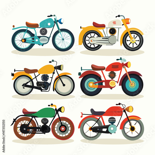 Set of  motobike transport isolated on white background