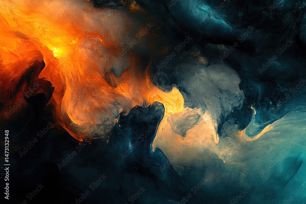 Naklejka premium Abstract art with vibrant fluid paint swirls and dynamic color texture creates a bold background for modern creative design.