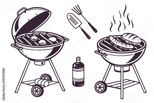 Ultimate BBQ Grill Vector Set – Summer Barbecue Icons & Tools – Perfect for Menus, Invitations, and Packaging