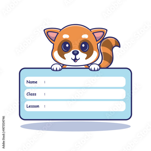 Illustration vector grapich of red racoon with blank sign perfect for stickers cover book