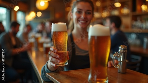 glass of beer on bar counter