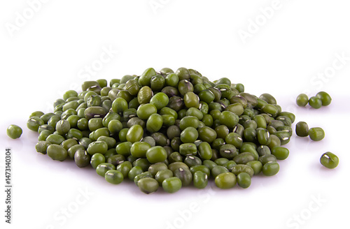 green mung beans isolated on white background