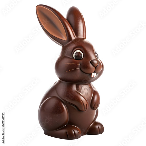 Chocolate easter bunny isolated on white or transparent png background