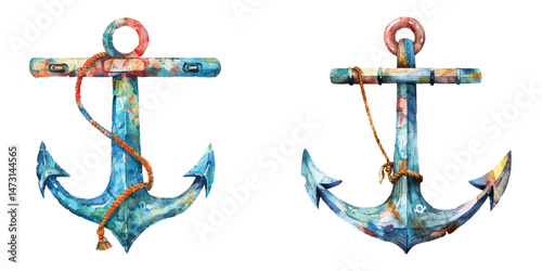 anchor watercolor vector illustration