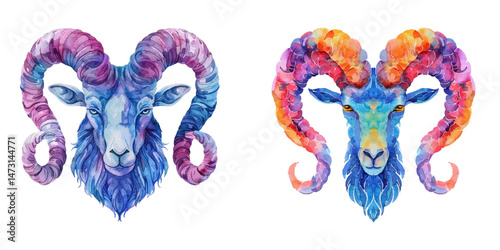 aries symbol watercolor vector illustration