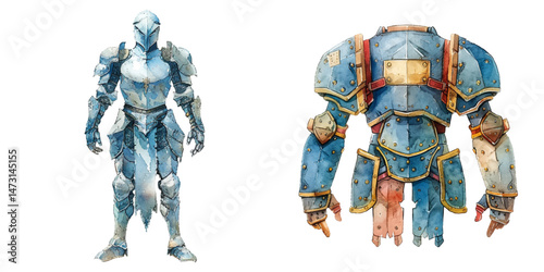 armour watercolor vector illustration