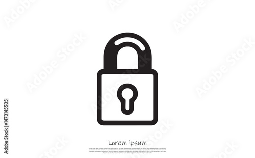 Isolated Black Padlock Icon on Transparent Background Security Element Symbol