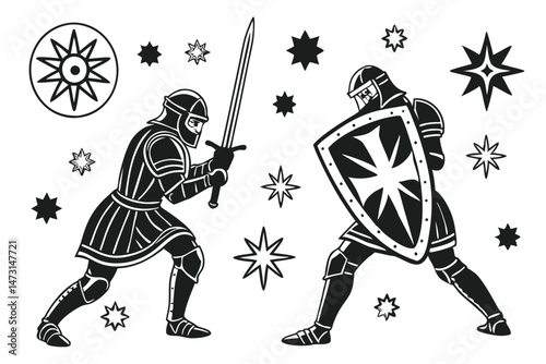 "Starlit Duel: Guardians of Light and Valor"
