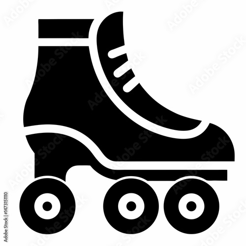 Black Roller Skates Silhouette Vector on White Background