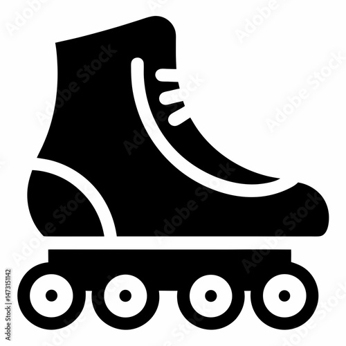 Black Roller Skates Silhouette Vector on White Background