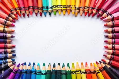 Vibrant crayon border frame, colorful background texture, art supplies , border design, design, crayon