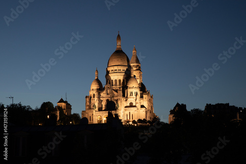 Beautiful view of the Basilica of the Sacre Coeur in Montmartre in Paris, France